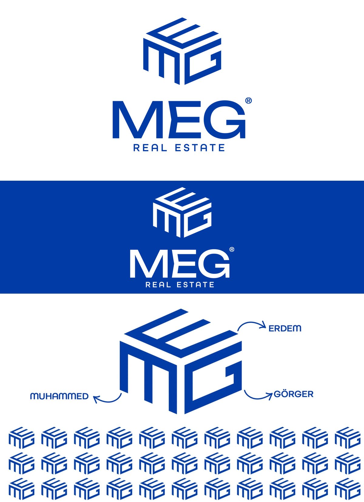 MEG Real Estate marka kimliği panosu